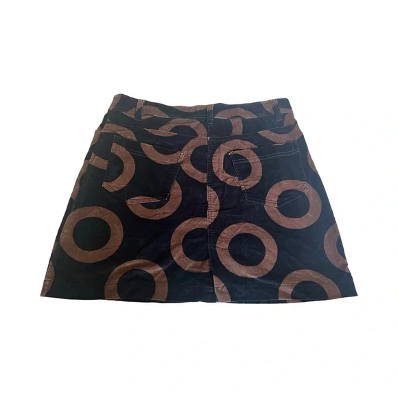 Boden Velvet Geometric Print Skirt Size 14R Black Brown - Picture 2 of 4